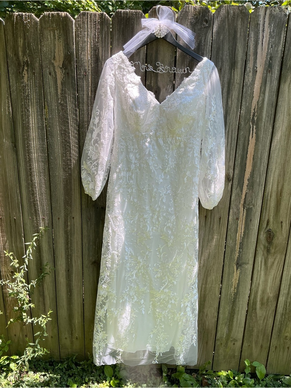 Brand New Lace V-Neck Long Sleeve Wedding Dress